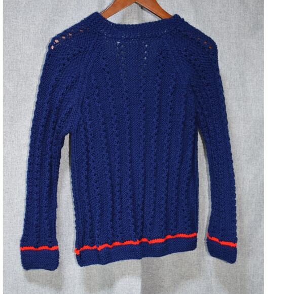 Handmade Blue Knit Button Front Cardigan Sweater Women’s Medium - Picture 3 of 3